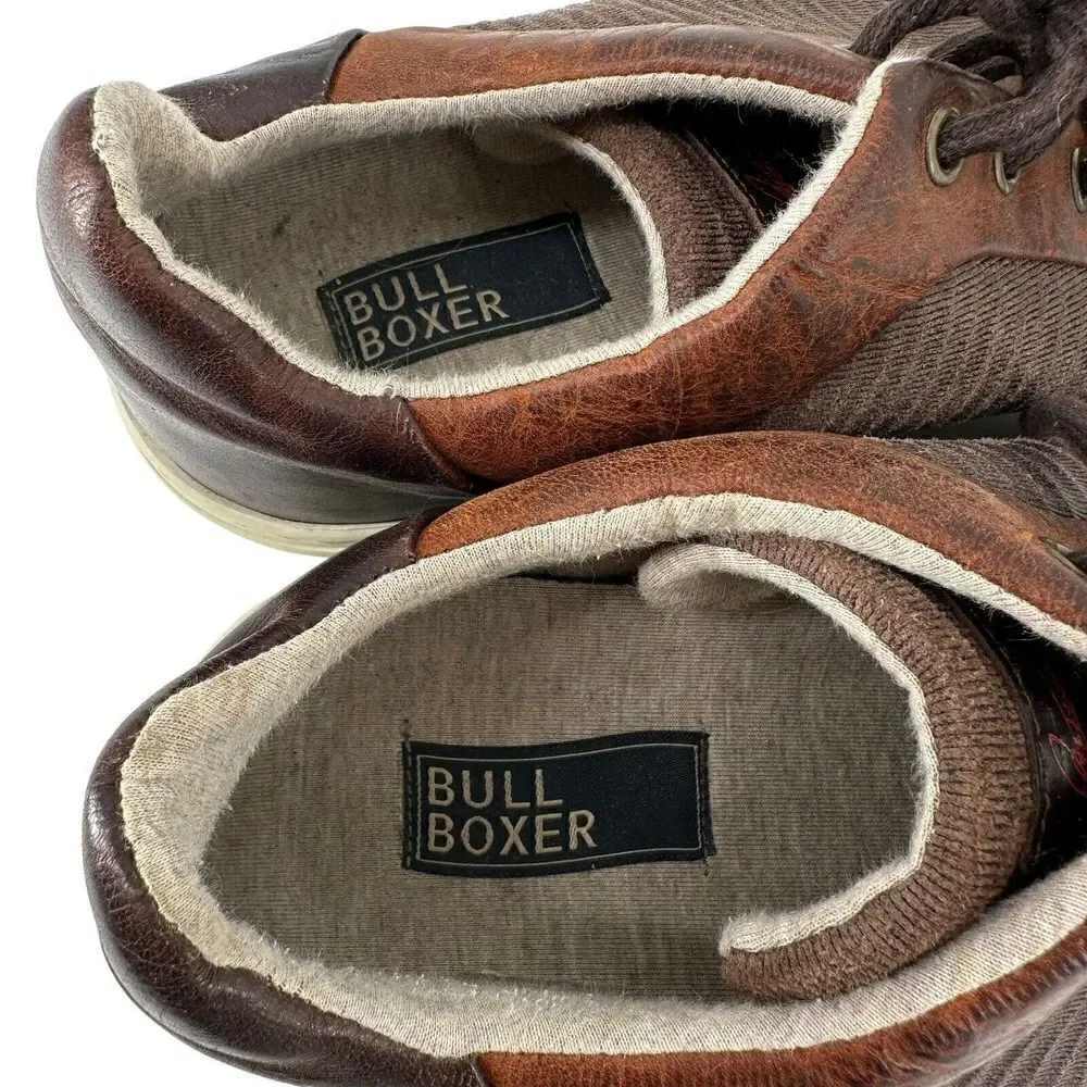 Bull Boxer Leather Sneakers Brown Textured Low Top Mens Size 11 Bardeau Casual